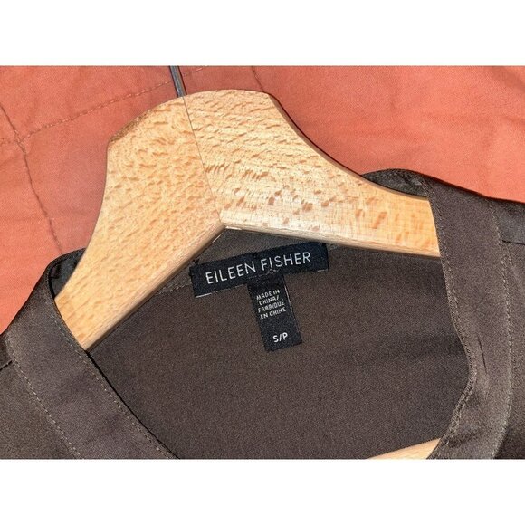 Eileen Fisher Green Tencel Relaxed Fit Button-Up Tunic Midi Dress Women's Size S - Picture 6 of 9